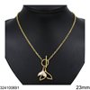 Stainless Steel Link Chain Necklace Whale Tail with Shell 18mm and Outline 23mm