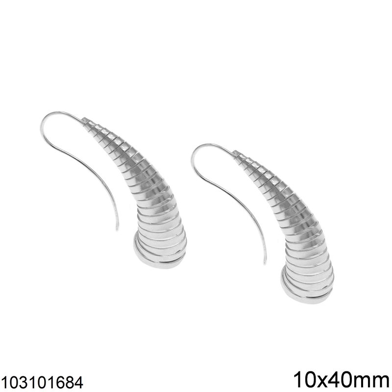 Σκουλαρίκια Ασημένια 925 Γαντζάκι Καμπυλωτό Σπιράλ 10x40mm