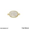 Silver 925 Bezel Pearshaped Spacer with Oval Semi Precious Stone 13x18mm 