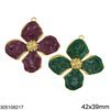 Stainless Steel Pendant Flower with Enamel 42x39mm