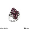 Silver 925 Ring with Marcasite and Semi Precious Stones 31mm