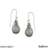 Silver 925 Hook Earrings with Pearshape Semi Precious Stone 6x8mm