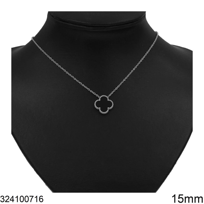 Stainless Steel Necklace with Round Cross 15mm