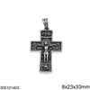 Stainless Steel Pendant Cross with Jesus Christ 8x23x33mm, Oxidised