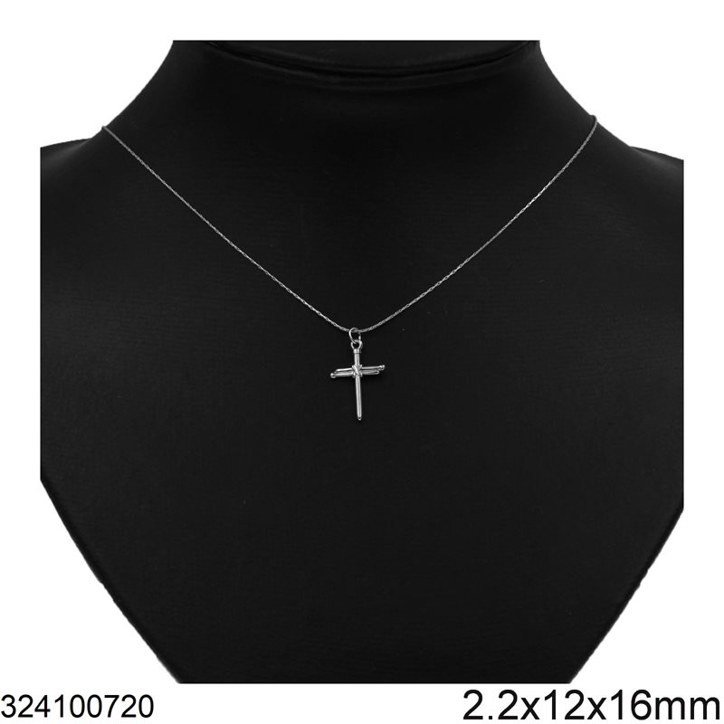Stainless Steel Necklace with Cross 2.2x12x16mm