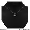 Stainless Steel Necklace with Cross 2.2x12x16mm