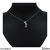 Silver 925 Necklace Leaves with Zircon 20mm, Rhodium Plated