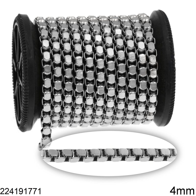 Stainless Steel Venetian Box Chain 4mm