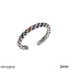 Silver 925 Ring Twisted with Multicolor Zircon 3mm
