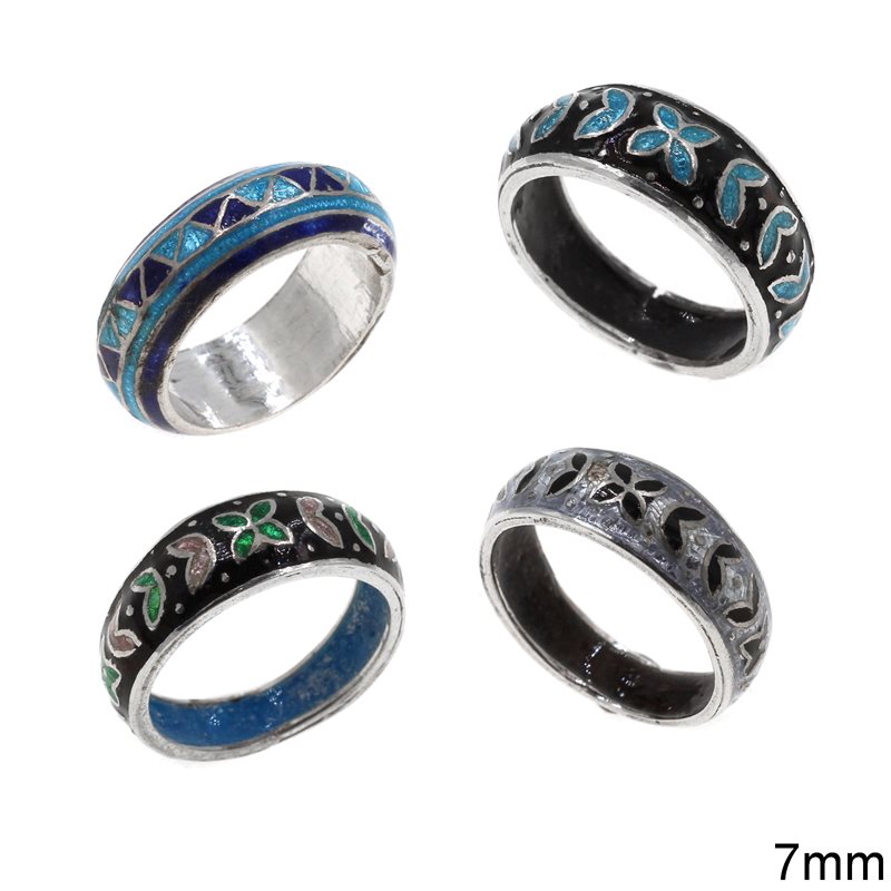 Silver 925 Ring with Enamel 7mm