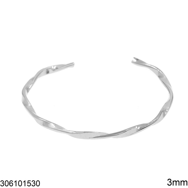 Stainless Steel Bracelet Open Cuff Twisted 3mm