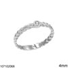 Silver 925 Ring with Braid and Zircon 4mm, Rhodium Plated