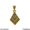 Silver 925 Pendant Byzantine with Multicolor Stones 22-25mm