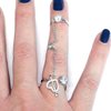 Silver 925 Double Ring with Chain and Heart