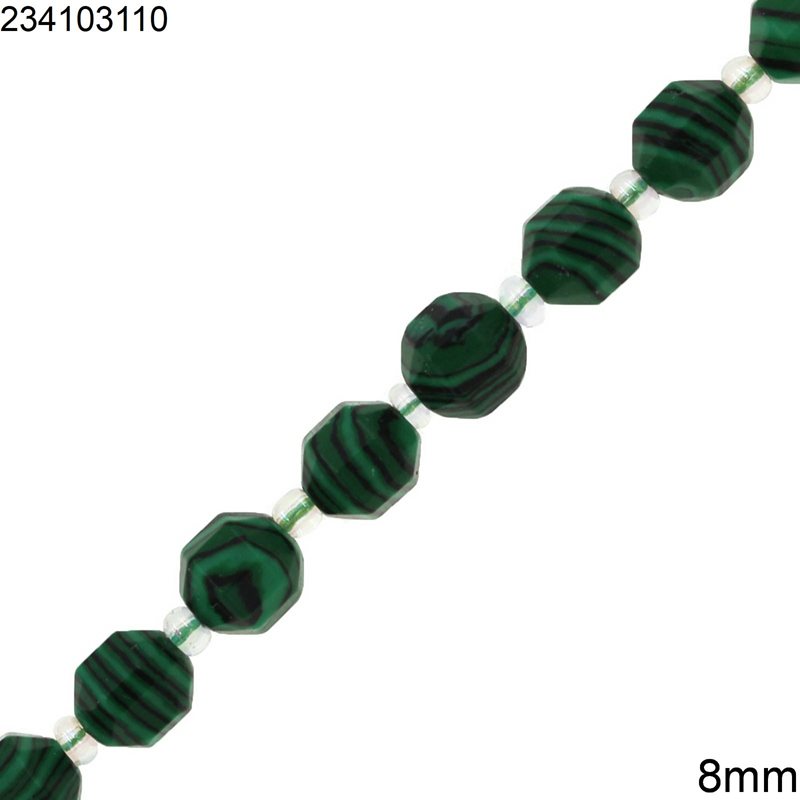 Malachite Faceted Ball Beads 8mm