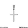 Stainless Steel Pendant Cross 2x13x20mm
