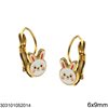 Stainless Steel Hook Earrings Bunny with Enamel 10x12mm