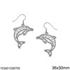 Silver 925 Hook Earrings Lacy Dolphin 36x30mm