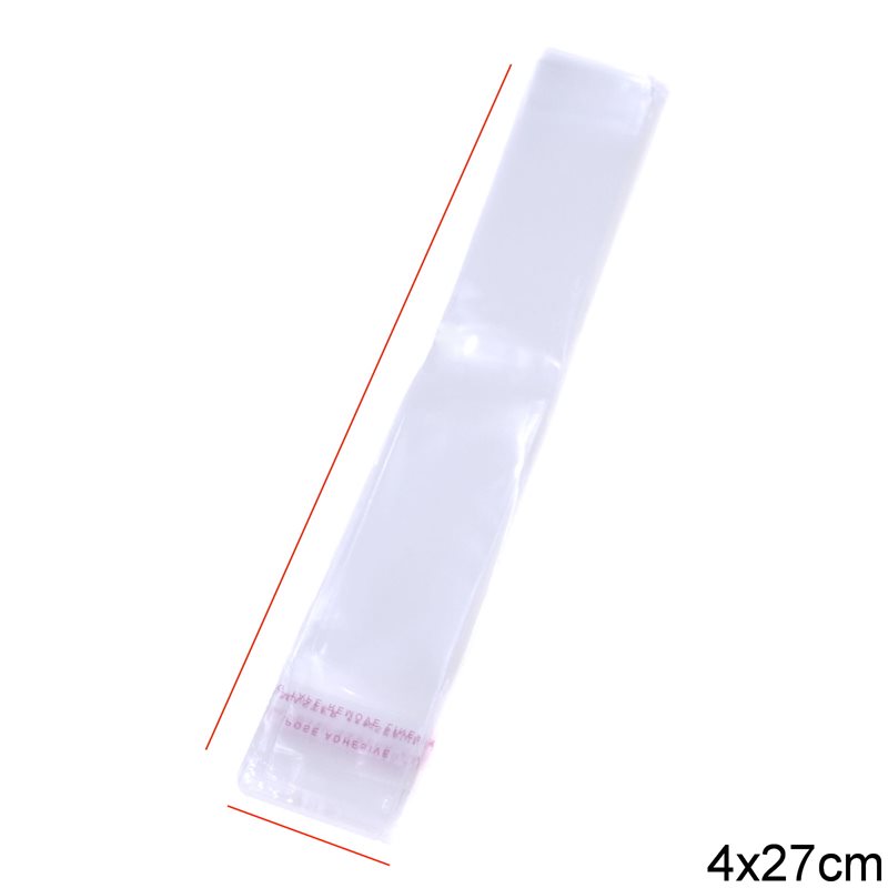 Transparent Plastic Packing Bag with Sticker 4x27cm,  165pieces/100gr