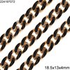 CCB Gourmette Chain with Black Enamel 18.5x13x4mm Open, Rose gold color