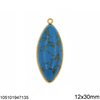 Silver 925 Bezel Pendant Navette 12x30mm with Semi Precious Stones 