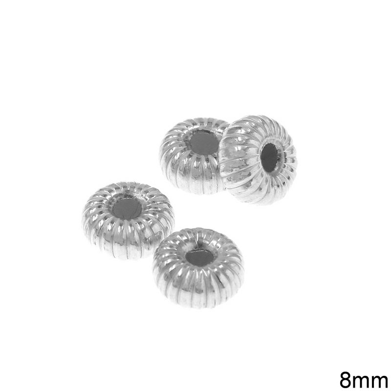 Silver 925 Finding Rodelle Beads with Stripes 8mm