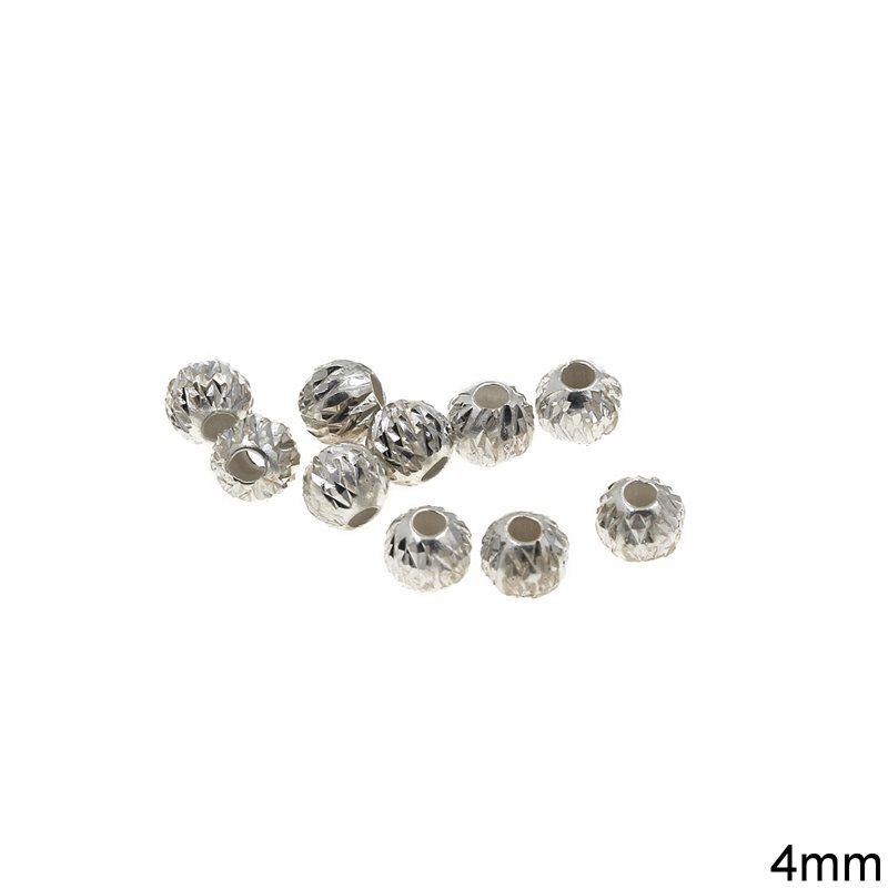 Silver 925 Faceted Balls Beads 4mm