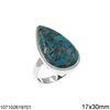 Silver 925 Ring with Turquoise Stone 20-28mm