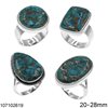 Silver 925 Ring with Turquoise Stone 20-28mm
