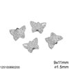 Silver 925 Bead Butterfly Textured 9x11mm with Hole 1.5mm 
