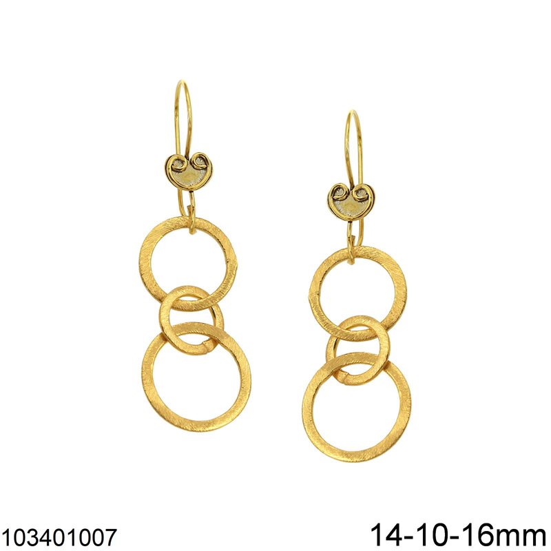 Silver 925 Hook Earrings with Hanging Hoops 14-10-16mm