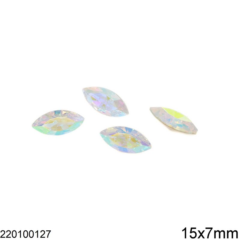 Πέτρες Γυάλινες Νύχι 15x7mm Crystal AB