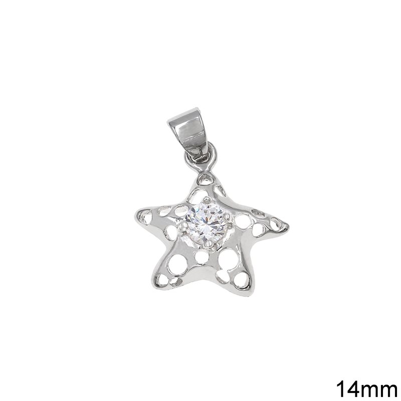 Silver 925 Pendant Star with Zircon 14mm