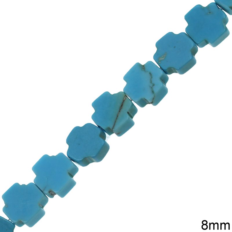 Howlite Cross Beads 8mm, Turquoise