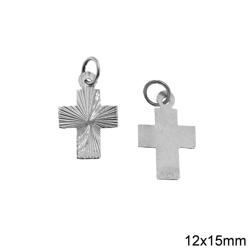Silver 925 Pendant Cross with Stripes 12x15mm