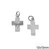 Silver 925 Pendant Cross with Stripes 12x15mm