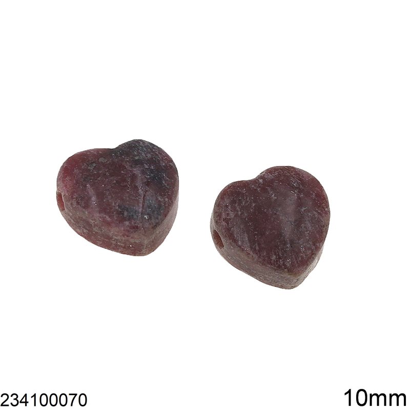 Semi Precious Stone Heart Beads 10x10mm