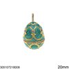 Brass Pendant Egg with Enamel Faberge Style 20mm