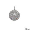 Silver 925 Pendant and Spacer Evil Eye with Zircon 15mm