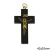 Wooden Cross with Jesus Crucified Engraved 42x25mm