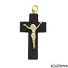 Wooden Cross with Casting Jesus Crucified 42x23mm