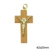 Wooden Cross with Casting Jesus Crucified 42x23mm