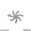 Silver 925 Pendant & Spacer Starfish with Zircon 16mm