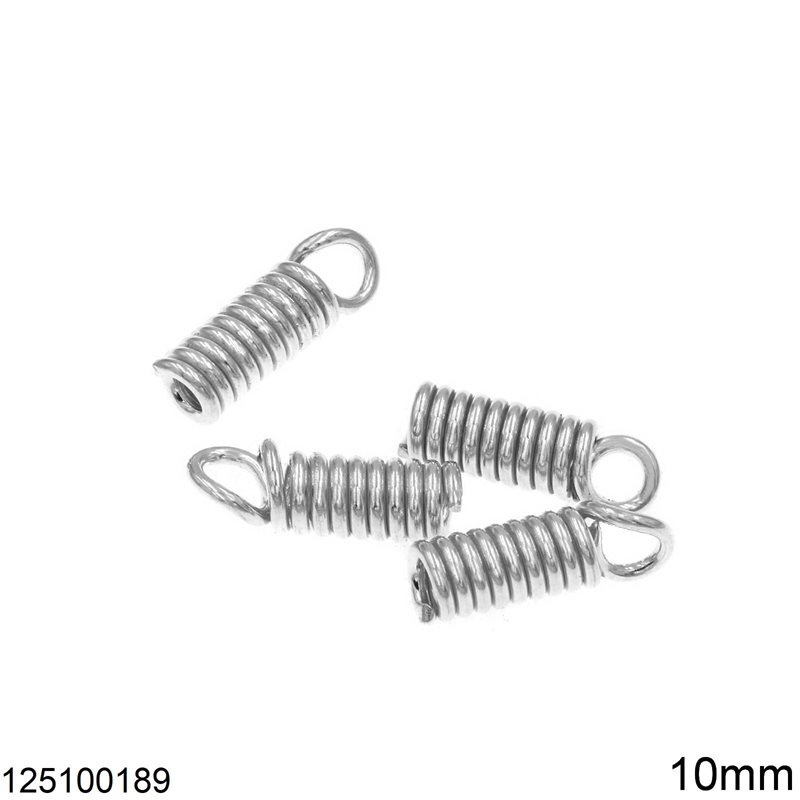 Silver 925 Coil Cord End 10mm with Hole 2.5mm