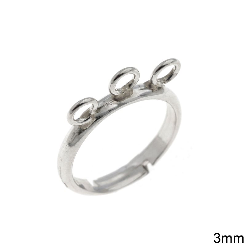 Silver 925 Ring Base 3mm with Loops