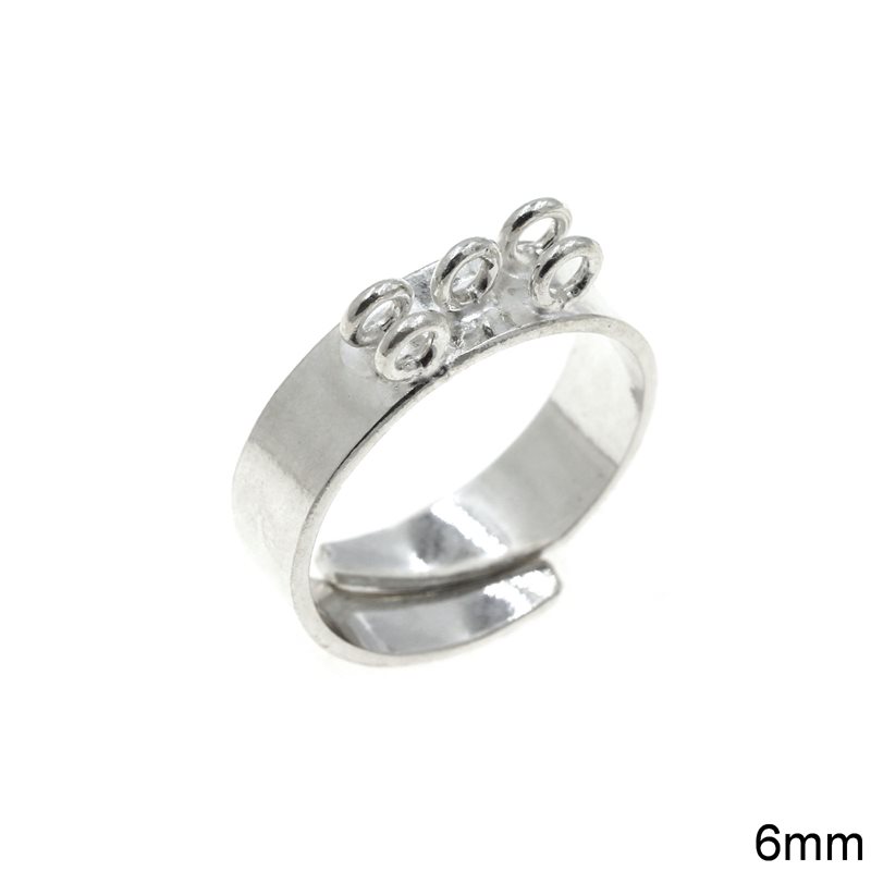 Silver 925 Ring Base 6mm with Loops