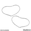 Silver 925 Hammered Outline Style Heart 33x55mm