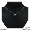 Silver 925 Necklace Cross 10x16mm and Round Evil Eye 10mm with Zircon