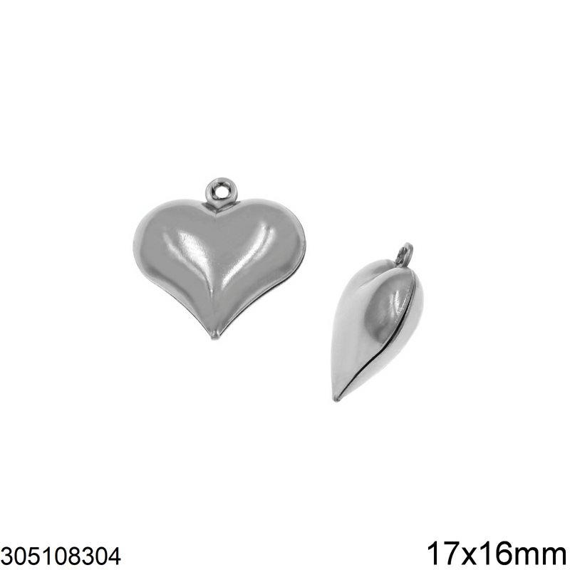 Stainless Steel Part Heart Two Sided Hollow 17x16mm
