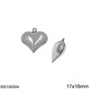 Stainless Steel Part Heart Two Sided Hollow 17x16mm